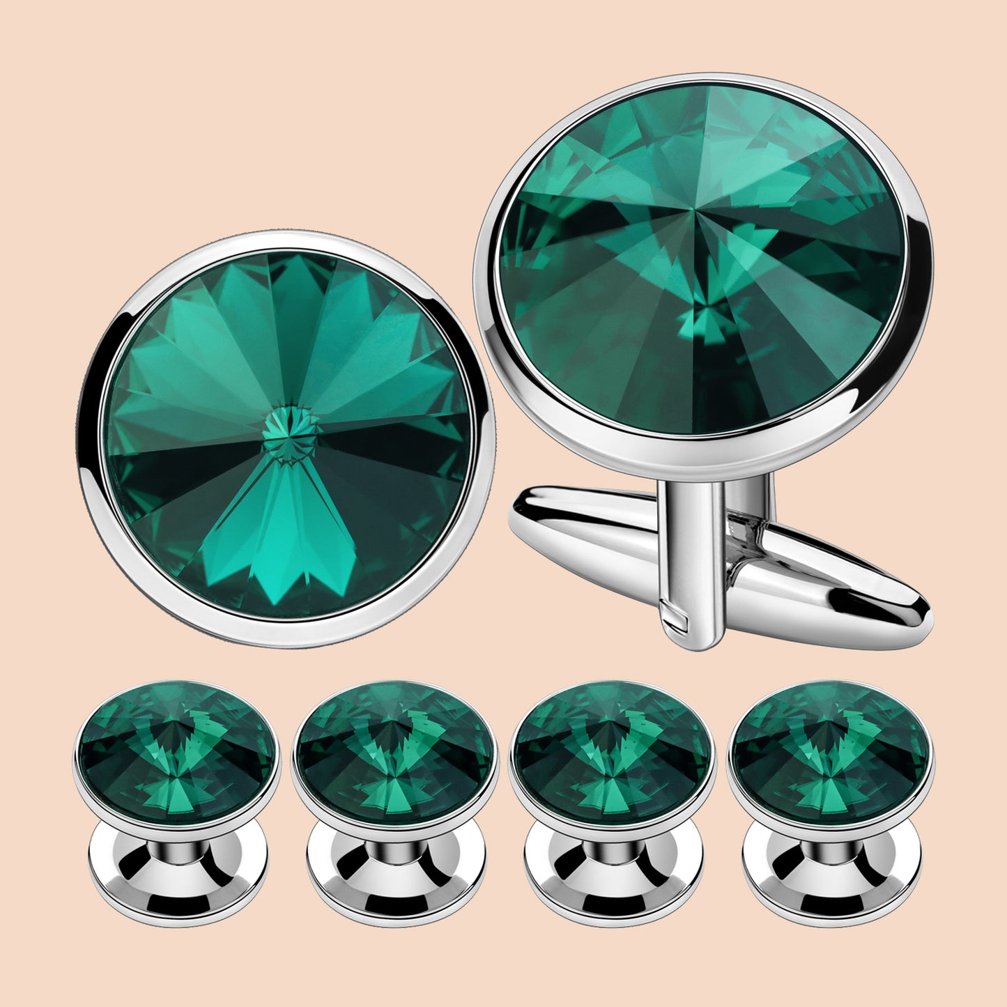 HAWSON Swarovski Crystal Cufflinks and Studs Set