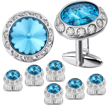 HAWSON Crystal Cufflinks and Studs Set for Men