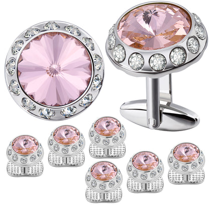 HAWSON Crystal Cufflinks and Studs Set for Men