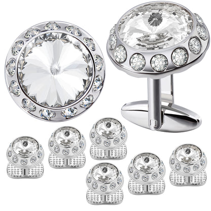 HAWSON Crystal Cufflinks and Studs Set for Men