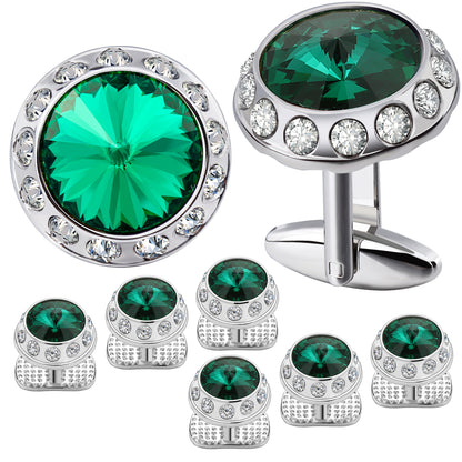 HAWSON Crystal Cufflinks and Studs Set for Men