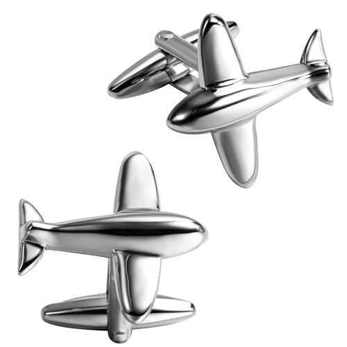 Airplane cufflinks for Men in Silver Tone