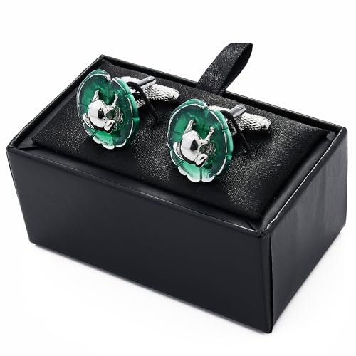 Green Lotus Leaf and Frog Cufflinks For Men With Gift Box.