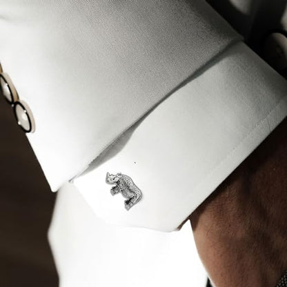 Textured Rhino Cufflinks For Men With Gift Box