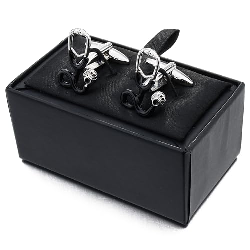 Black Stethoscope Cufflinks For Men With Gift Box