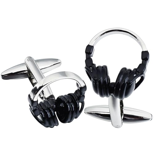 Black Headphone Cufflinks For Men With Gift Box