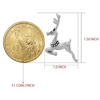 Shiny Silver Tone Deer Cufflinks For Men With Gift Box