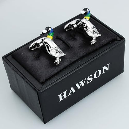 Silver Tone Duck Cufflinks For Men With Gift Box