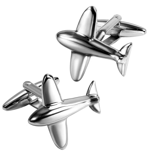 Airplane cufflinks for Men in Silver Tone