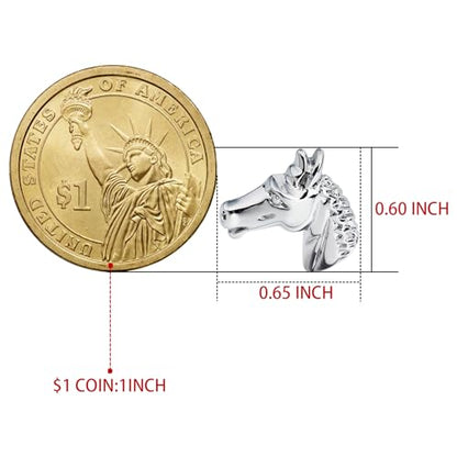 Shiny Silver Tone Horse Head Cufflinks For Men With Gift Box