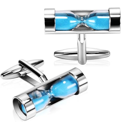 Blue Hourglass Cufflinks For Men With Gift Box