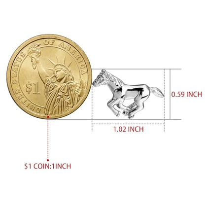 Shiny Silver Tone Galloping Horses Cufflinks For Men With Gift Box