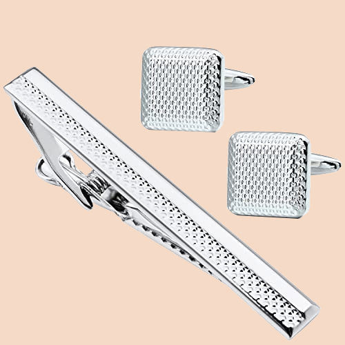 HAWSON Metal Cufflinks and Tie Clip for Men