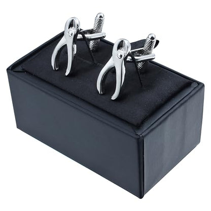 Silver Tone Pliers Cufflinks For Men With Gift Box