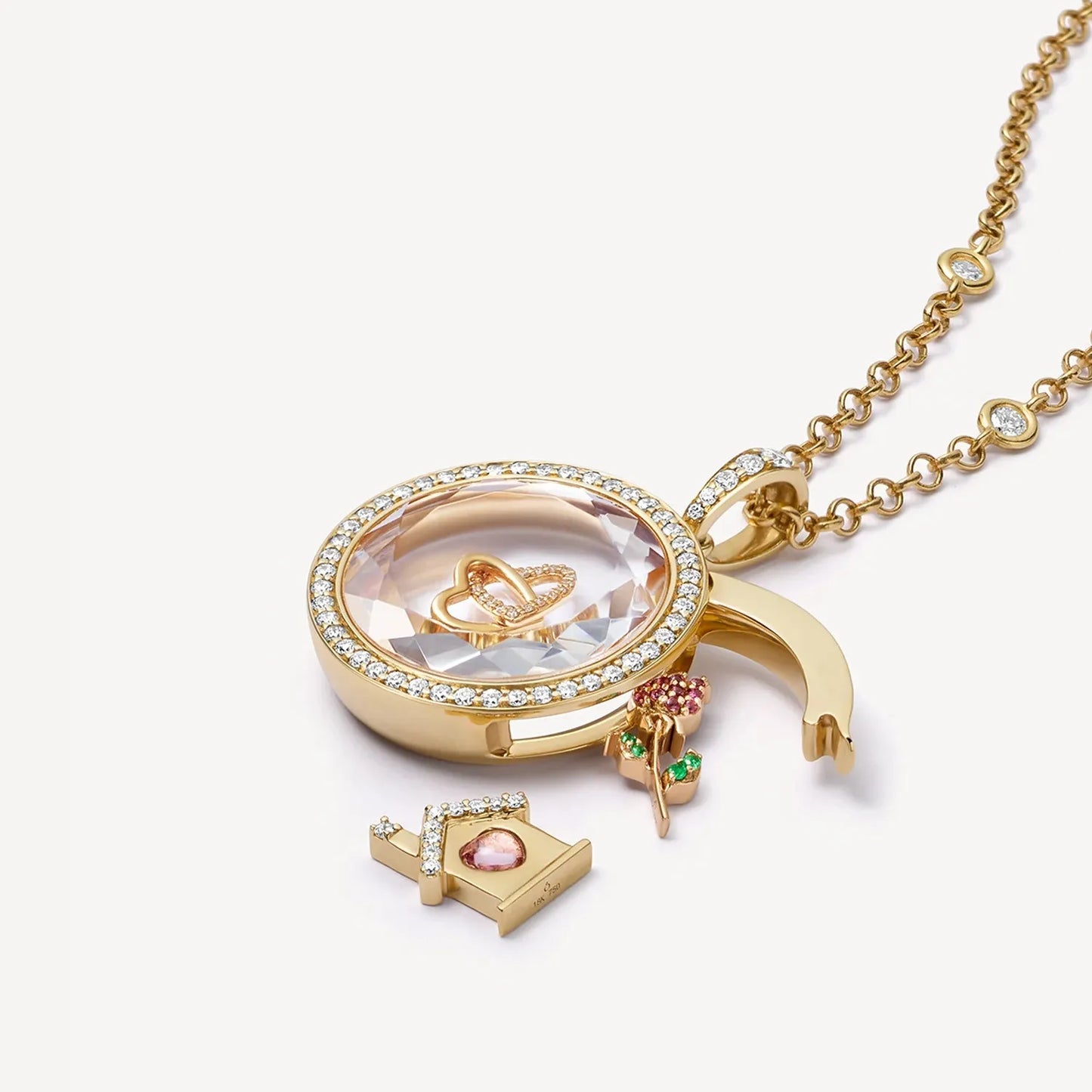 Openable Hollow Glass Locket Necklace - 14K Gold DIY Necklace
