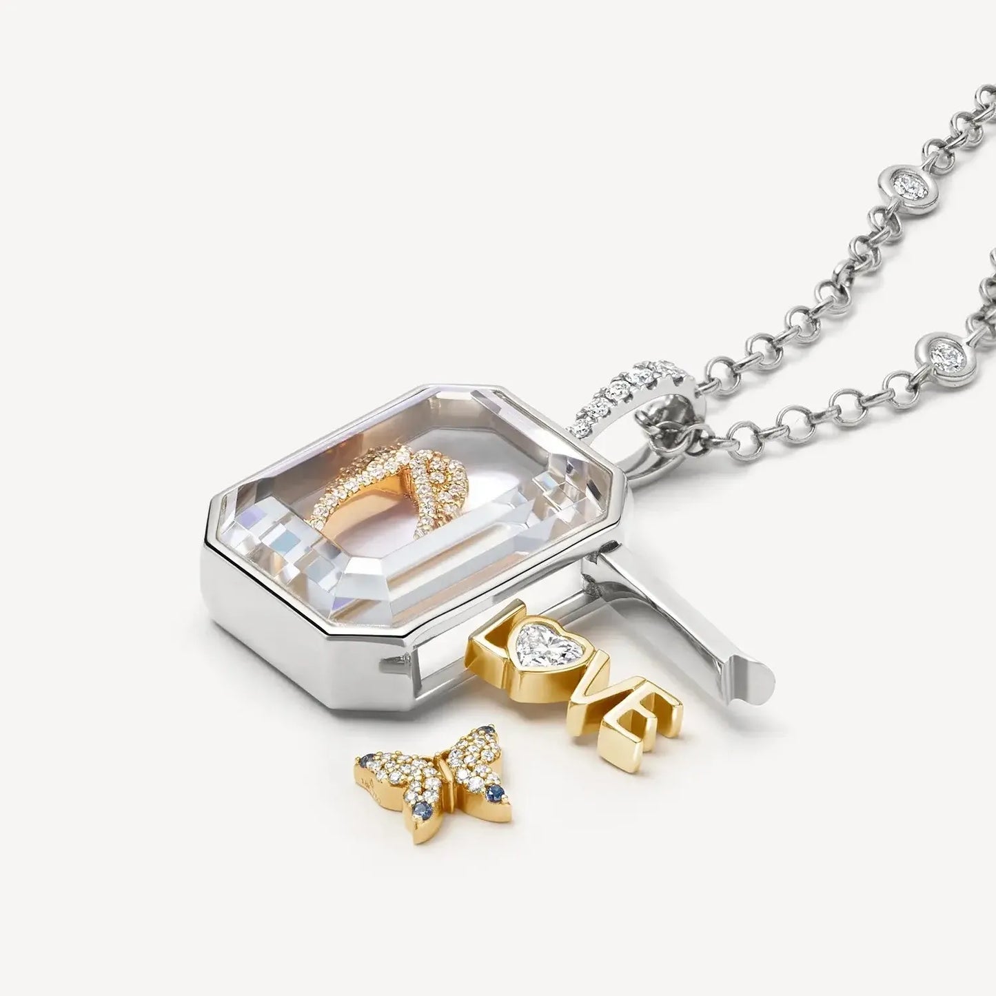 Openable Hollow Glass Locket Necklace - 14K Gold DIY Necklace