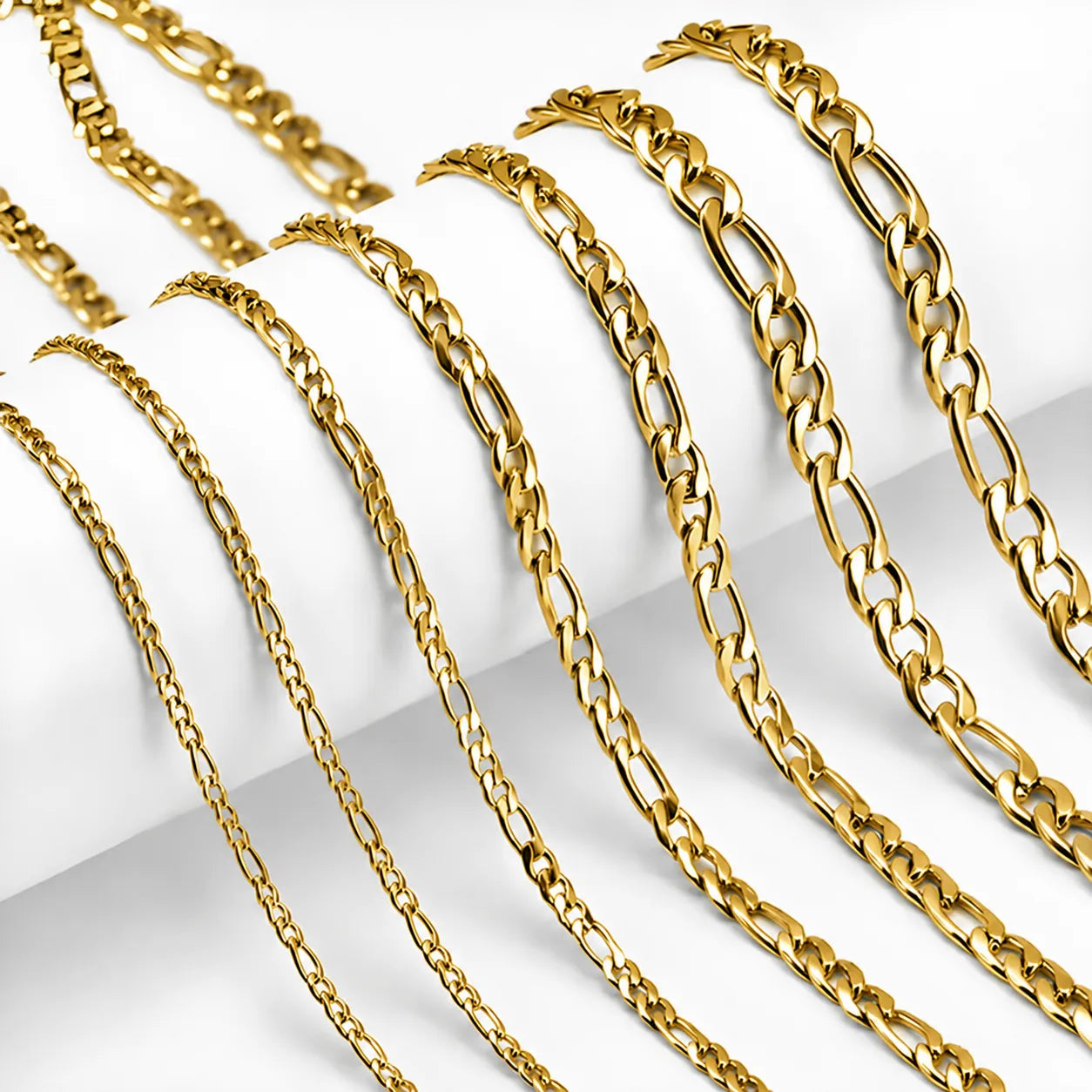 Gold Stainless Steel Figaro Chain Necklace Wholesale