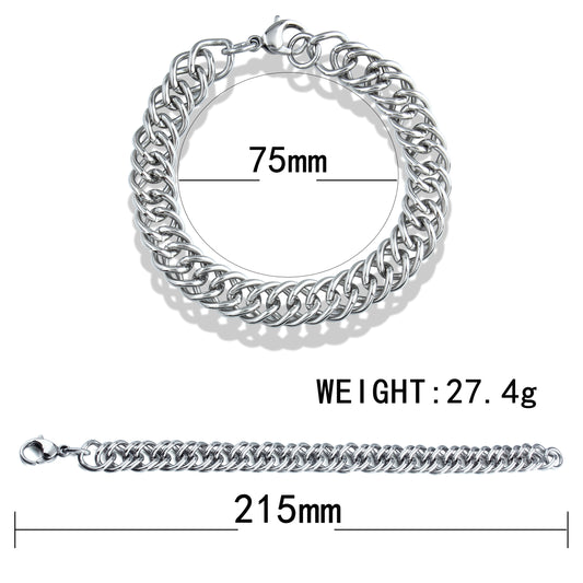 Assorted Stainless Steel Cuff Bangle & Chain Bracelet Mixed Set, Multiple Styles