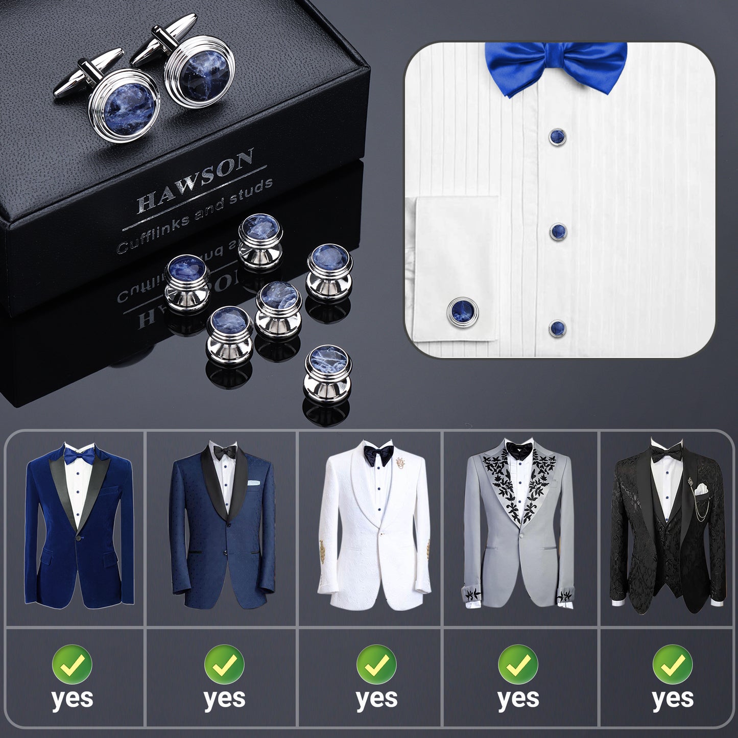 HAWSON Cufflinks and Stud Sets for Men