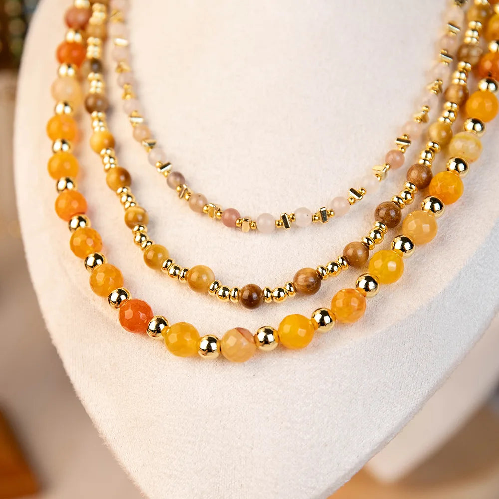 Wholesale 3-Piece Layered Gemstone Necklace Set | 3 Colors | MOQ 1 Set