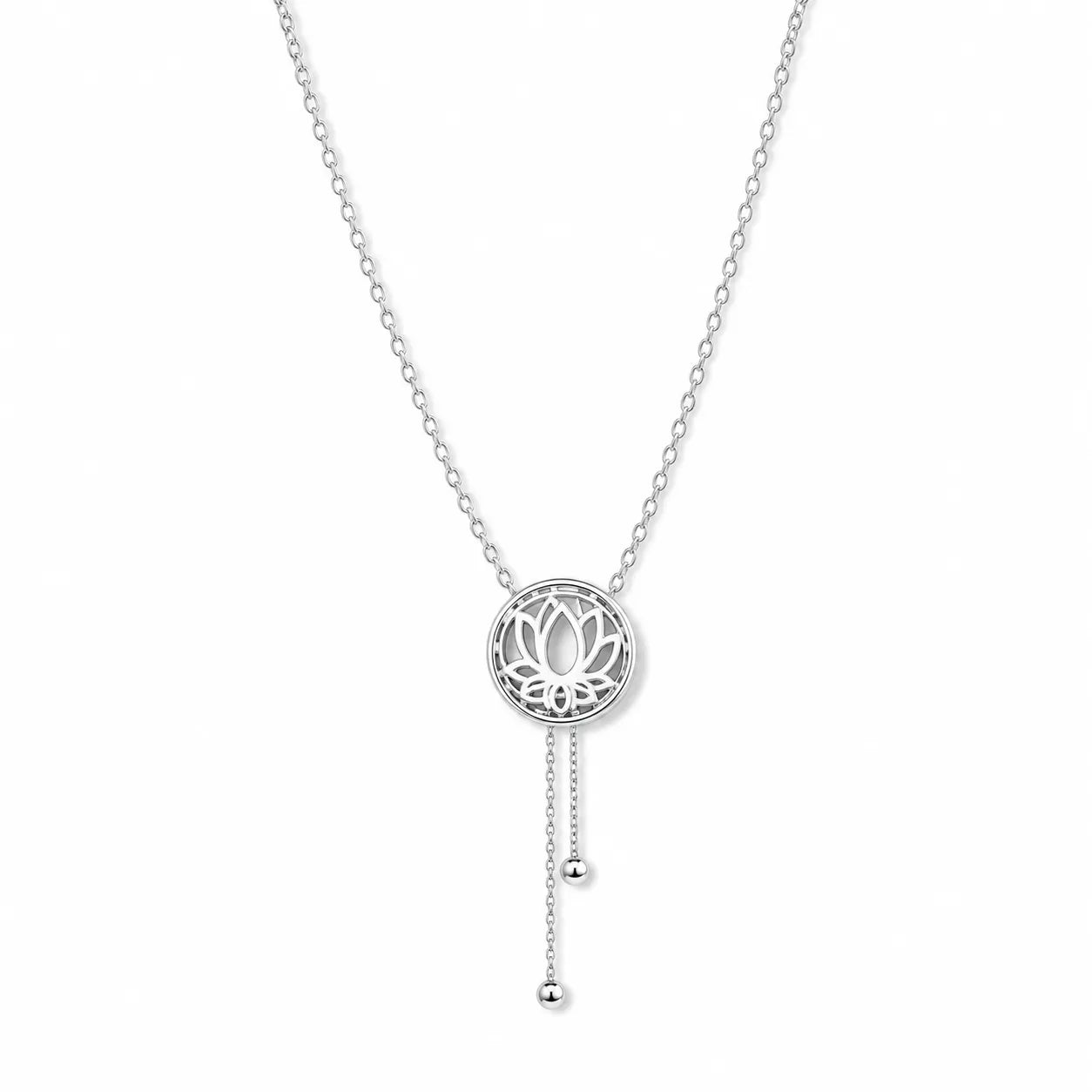 5Pce Silver Tone Round Medallion Necklace | Adjustable Dangle Charms
