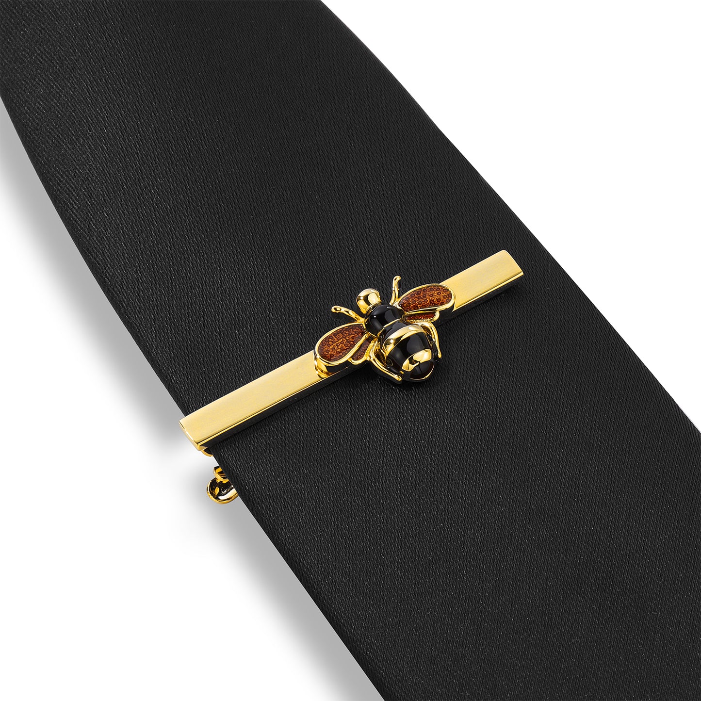 Bee Tie Clip | 2 Inch Brass Enamel Bumblebee Tie Bar for Men