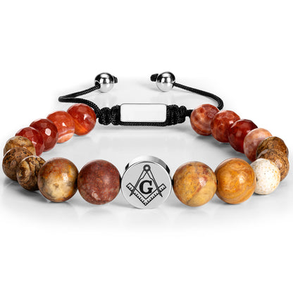 Masonic Natural Stone Beaded Bracelet