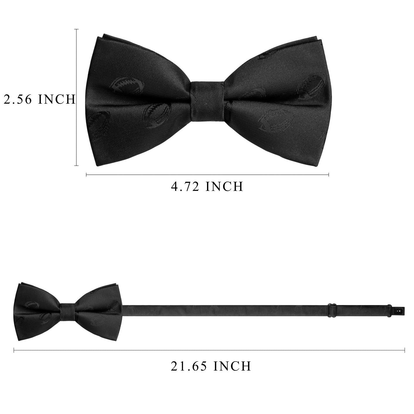 Black Jacquard Football Pattern Pre-Tied Bow Tie Men Formal Sports Neck Bowtie