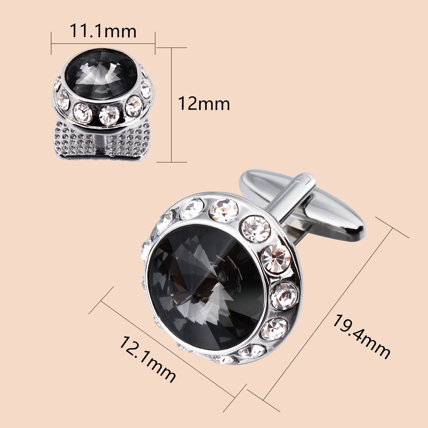 HAWSON Crystal Cufflinks and Studs Set for Men