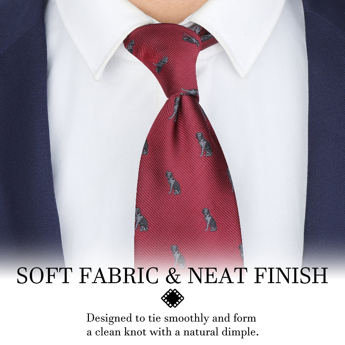 unny Dog Pattern Men's Tie - 1200-Needle Microfiber Jacquard Weave