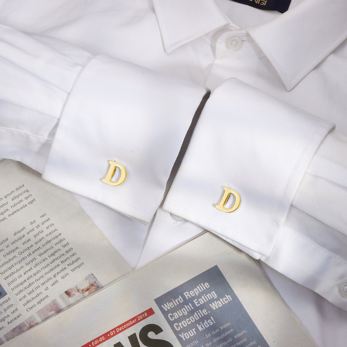 HAWSON Gold Tone Initial Cufflinks for Men