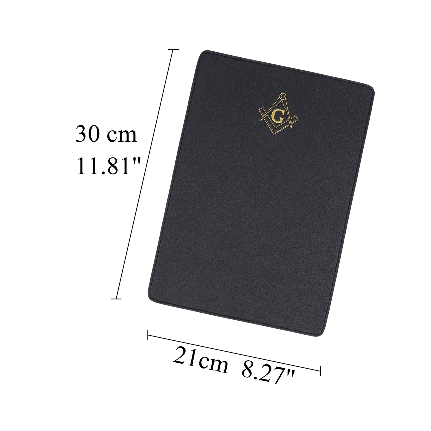 Black Genuine Leather Masonic Desk Mouse Pad
