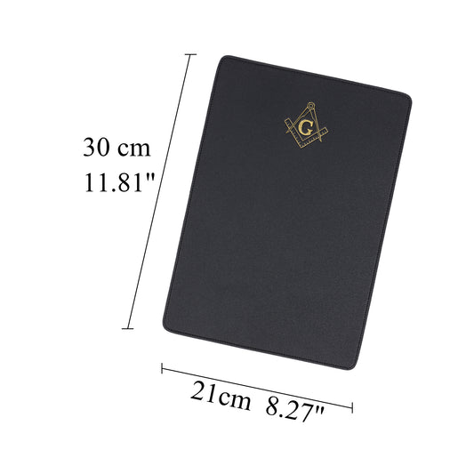 Black Genuine Leather Masonic Desk Mouse Pad