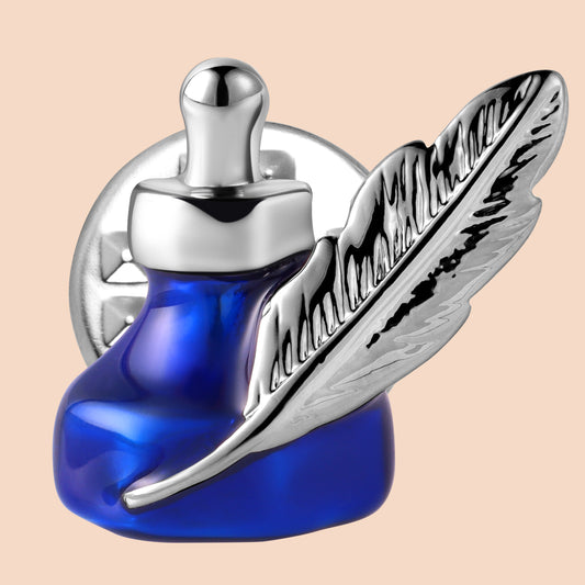 HAWSON Ink Bottle and Quill Pen Brooch
