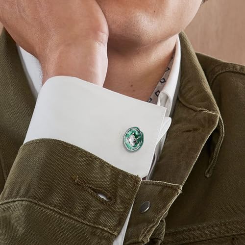 Green Lotus Leaf and Frog Cufflinks For Men With Gift Box.