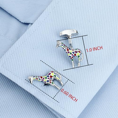 Rainbow Colors Giraffe Cufflinks for Men With Gift Box