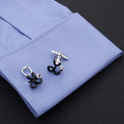 Black Stethoscope Cufflinks For Men With Gift Box