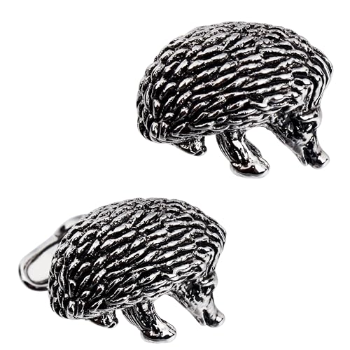 Antique Silver Color Charm Porcupine Hedgehog Cufflinks For Men With Gift Box