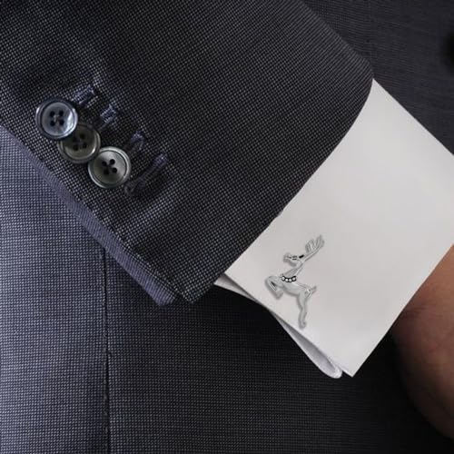 Shiny Silver Tone Deer Cufflinks For Men With Gift Box