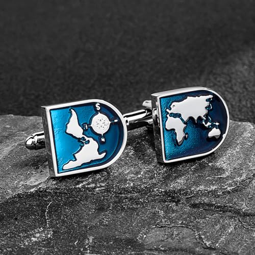 World Map Cufflinks For Men with Gift Box