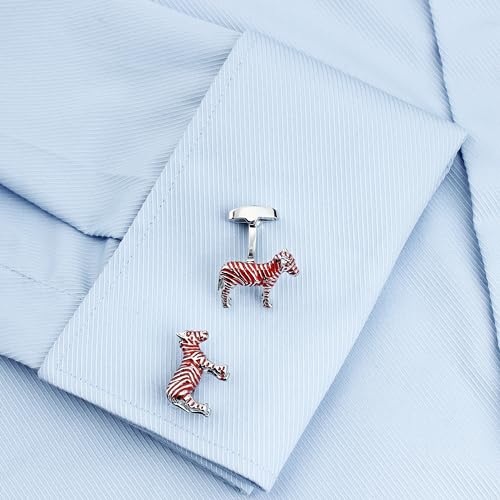 Red Striped Zebra Cufflinks For Men With Gift Box