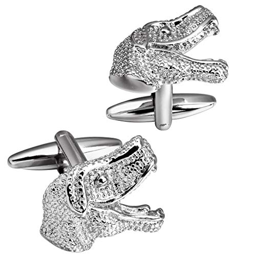 Silver Tone Dinosaur Head Cufflinks For Men With Gift Box