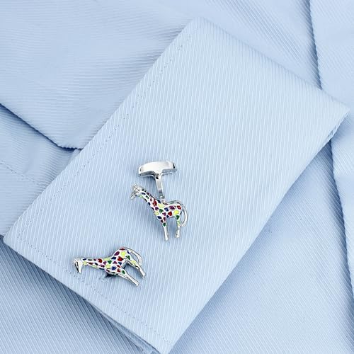 Rainbow Colors Giraffe Cufflinks for Men With Gift Box