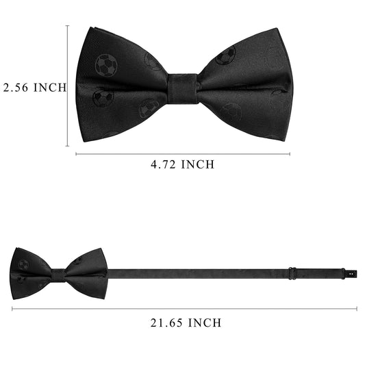 Black Soccer Ball Jacquard Bow Tie for Men