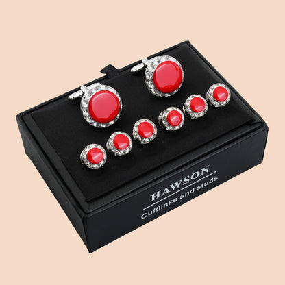 HAWSON Crystal Cufflinks and Studs Sets for Men