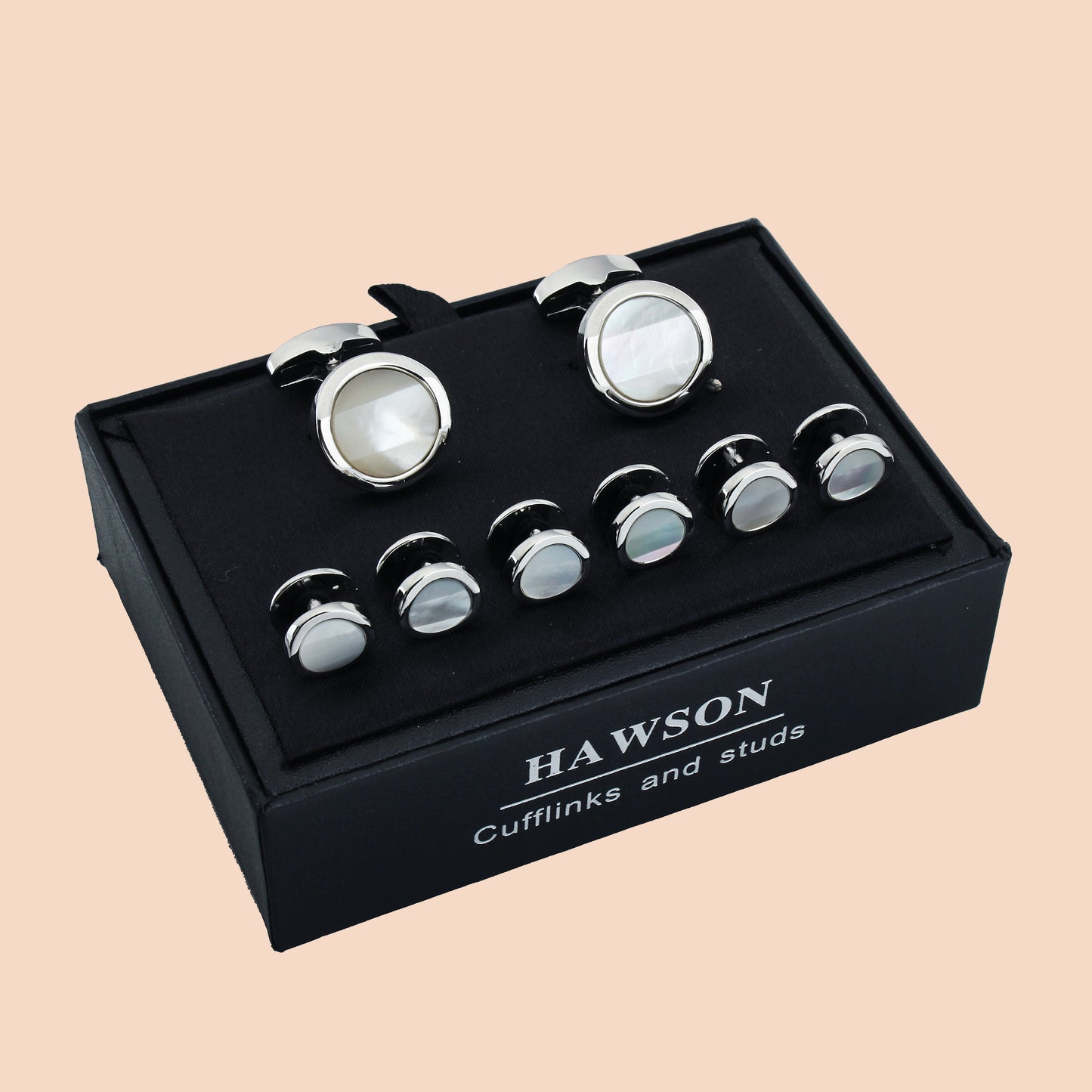 HAWSON Mother of Pearl Cufflinks and Studs Set for Men