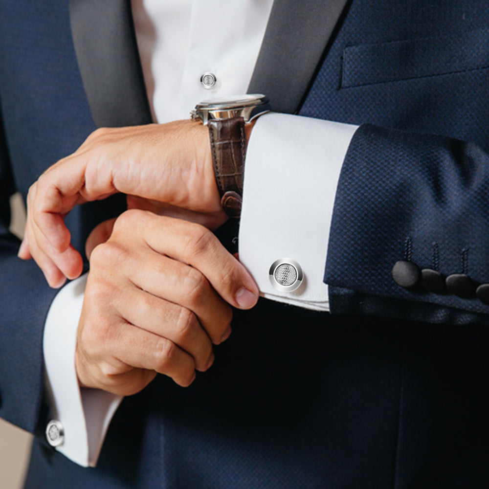 HAWSON Classic Silver Color Cufflinks and Studs Set for Men