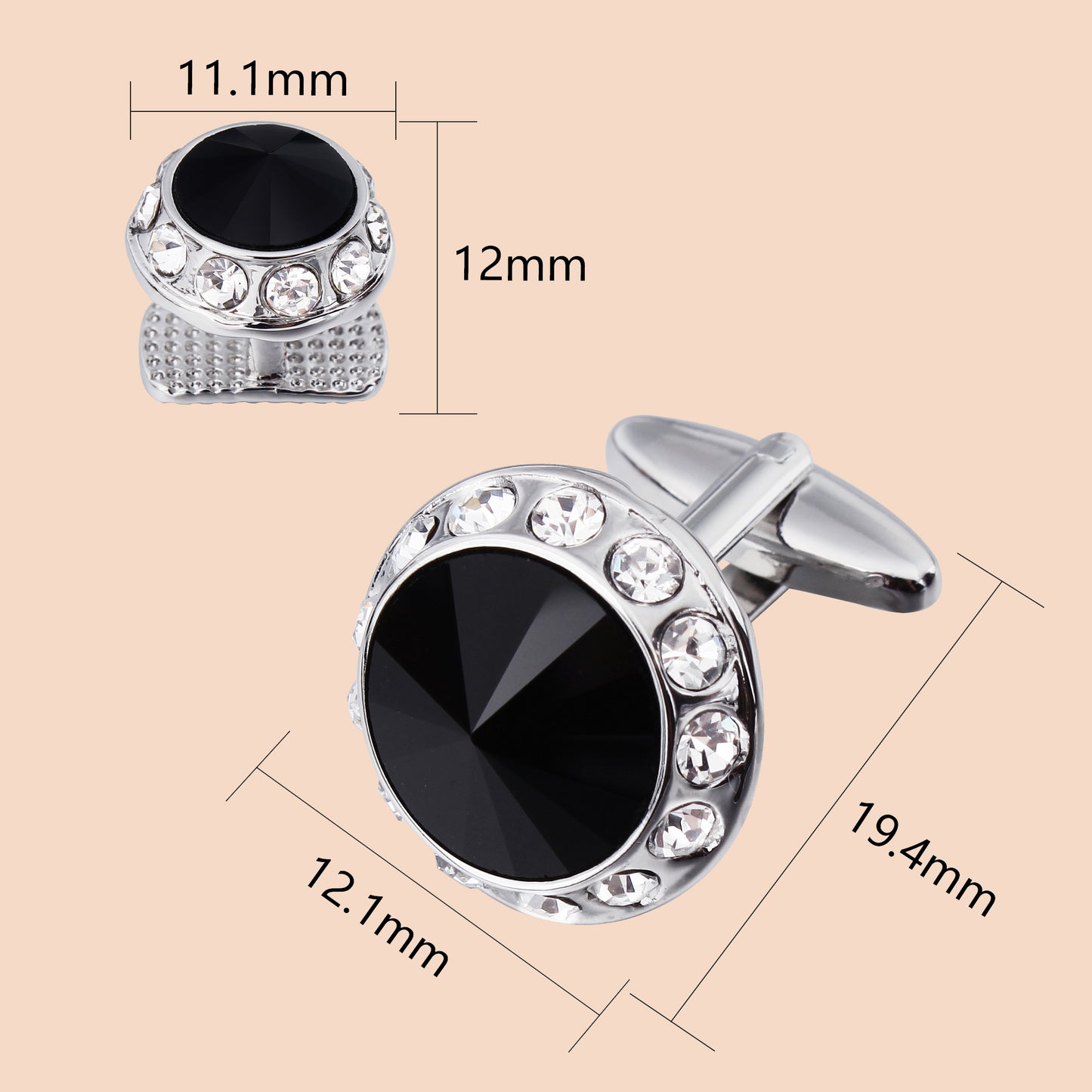 HAWSON Crystal Cufflinks and Studs Set for Men