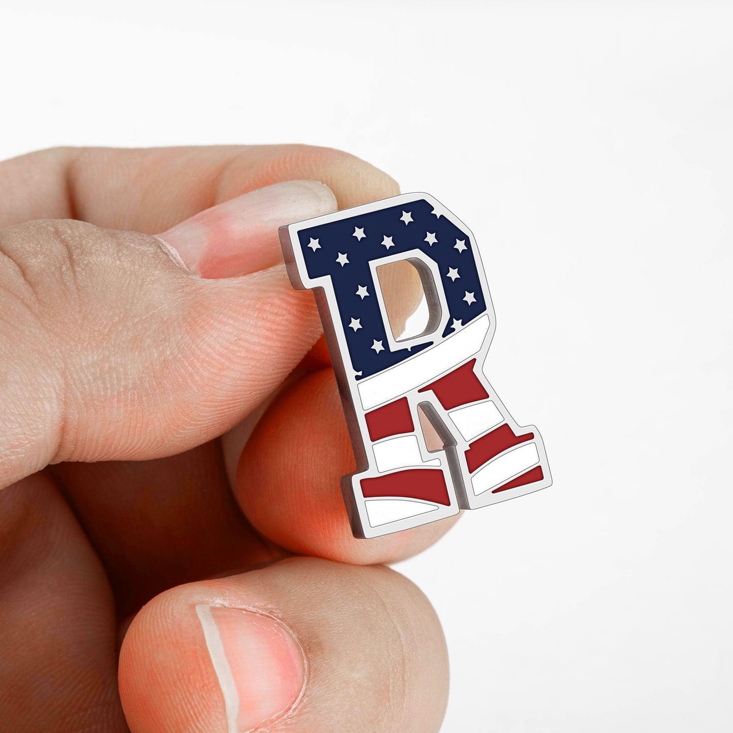 USA Flag Letter Lapel Pin |  A-Z Initial Brooch