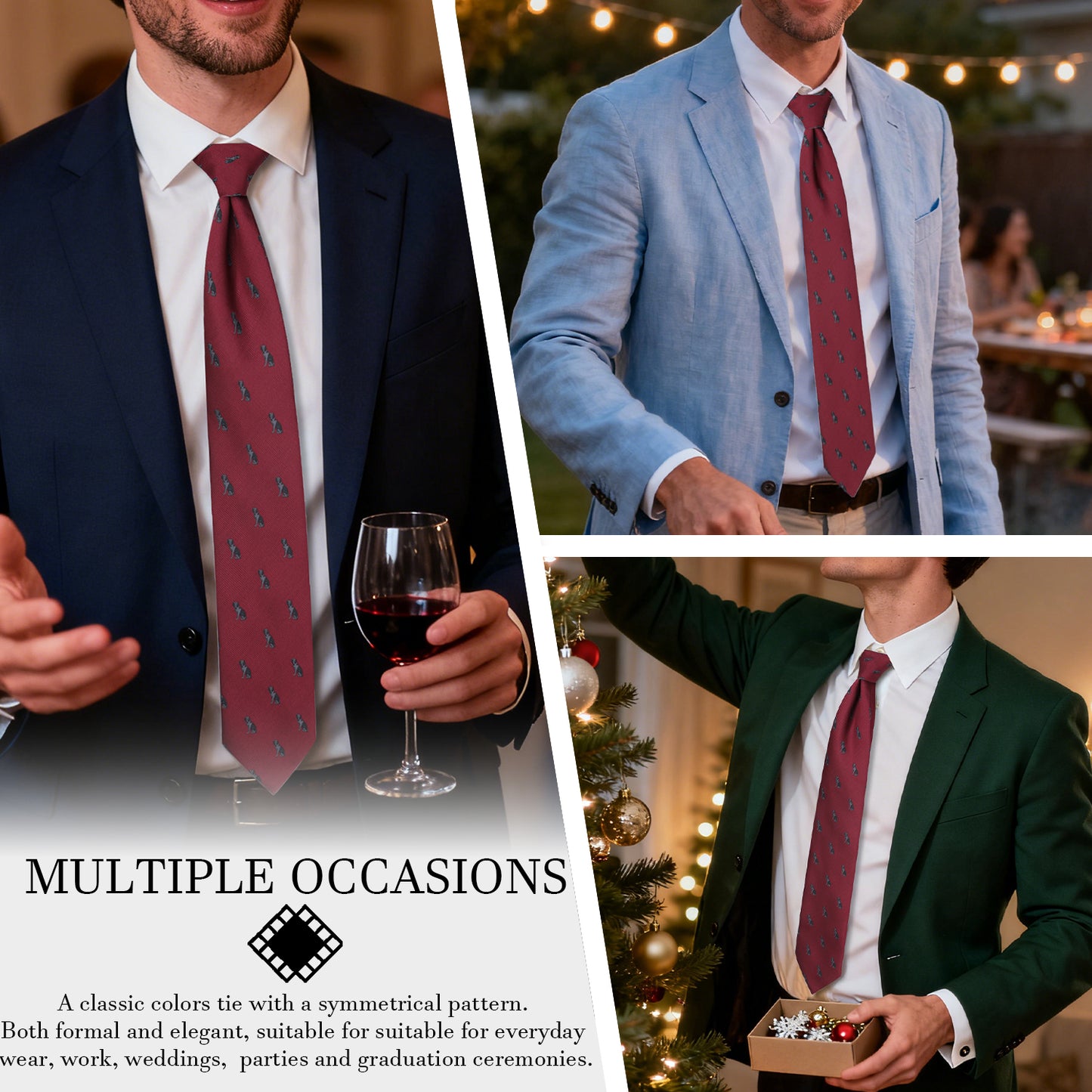 unny Dog Pattern Men's Tie - 1200-Needle Microfiber Jacquard Weave